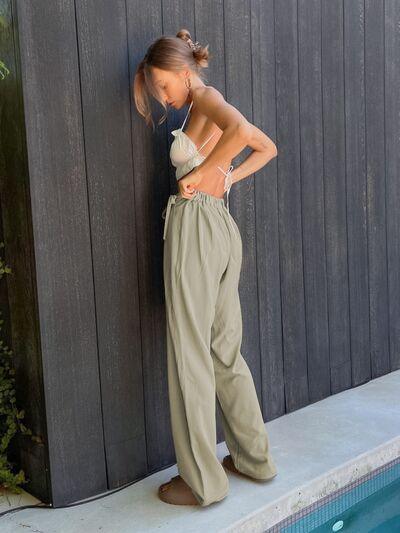 Tied High Waist Wide Leg Pants - SHANKARA CHÉRIE