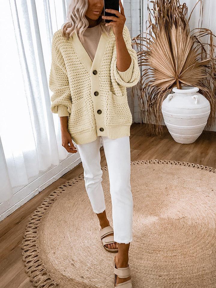 V-Neck Long Sleeve Cardigan - SHANKARA CHÉRIE