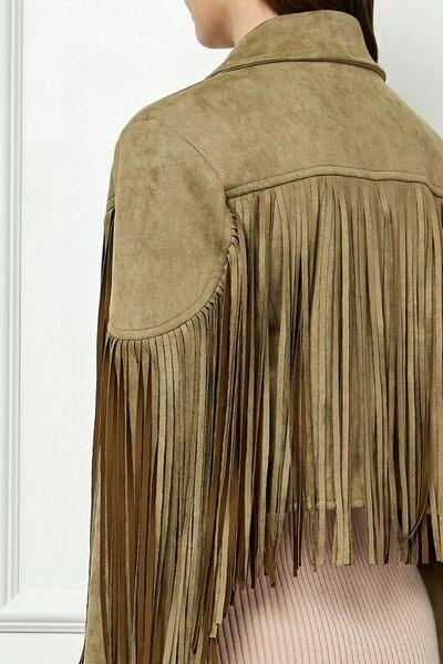 Veveret Suede Fringe Long Sleeve Moto Jacket - SHANKARA CHÉRIE