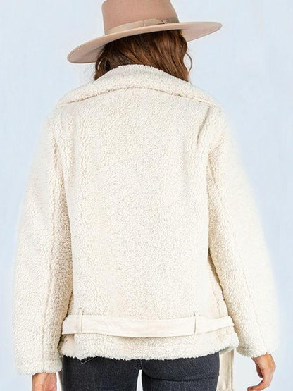 Zip-Up Belted Sherpa Jacket - SHANKARA CHÉRIE