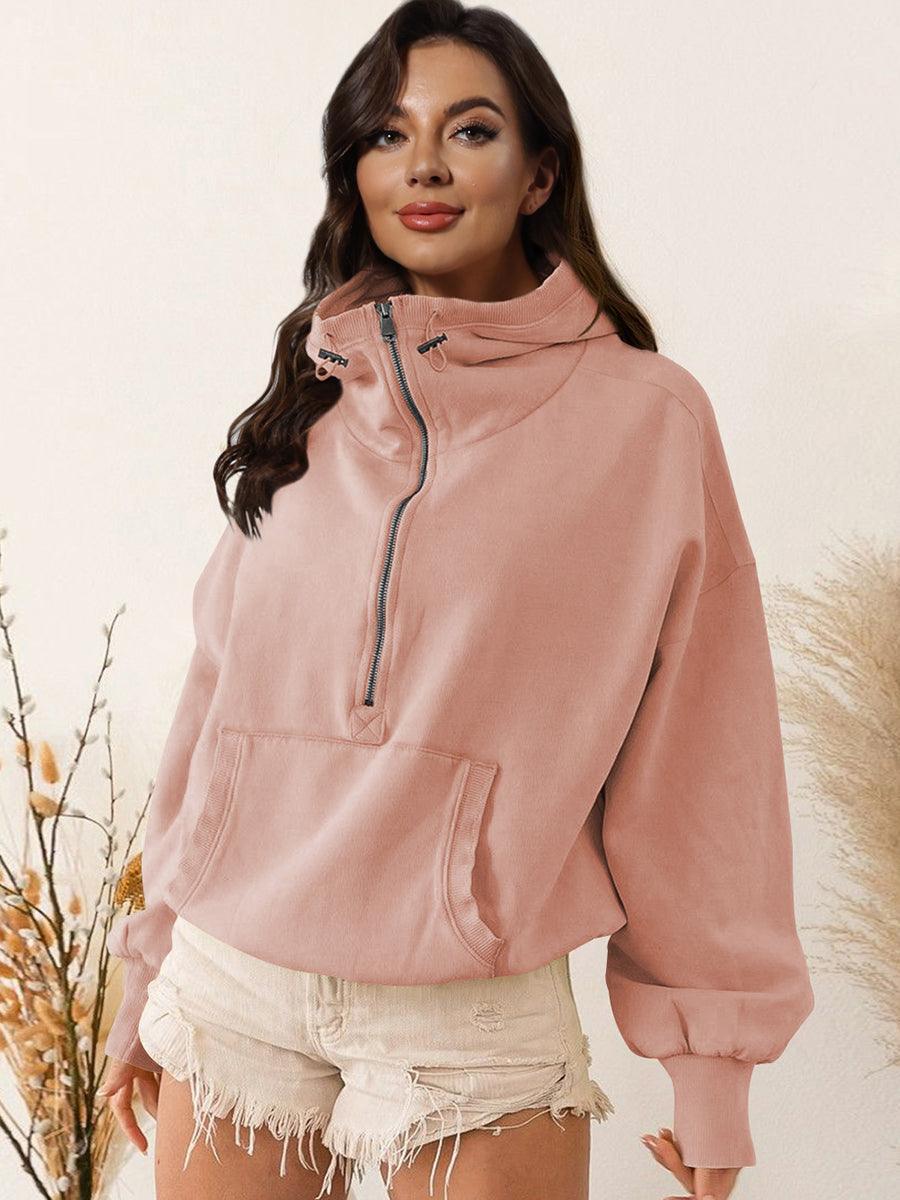 Zip-Up Dropped Shoulder Hoodie - SHANKARA CHÉRIE