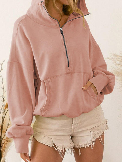 Zip-Up Dropped Shoulder Hoodie - SHANKARA CHÉRIE